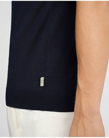 Men | Extra Fine Merino Wool Polo | Midnight x White