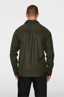 Men | Flat Wool Overshirt | Forest Green