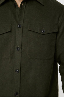 Men | Flat Wool Overshirt | Forest Green