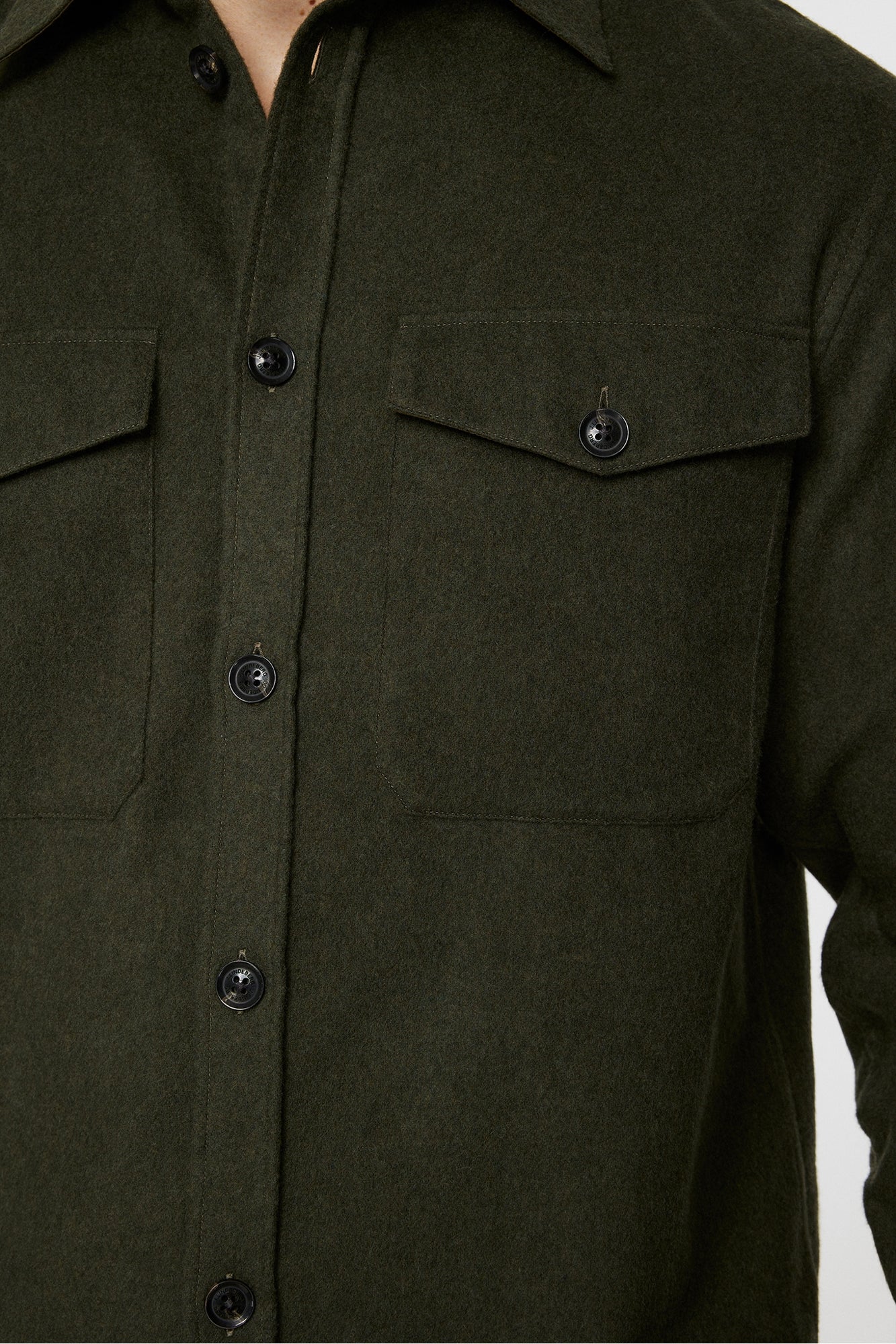 Men | Flat Wool Overshirt | Forest Green