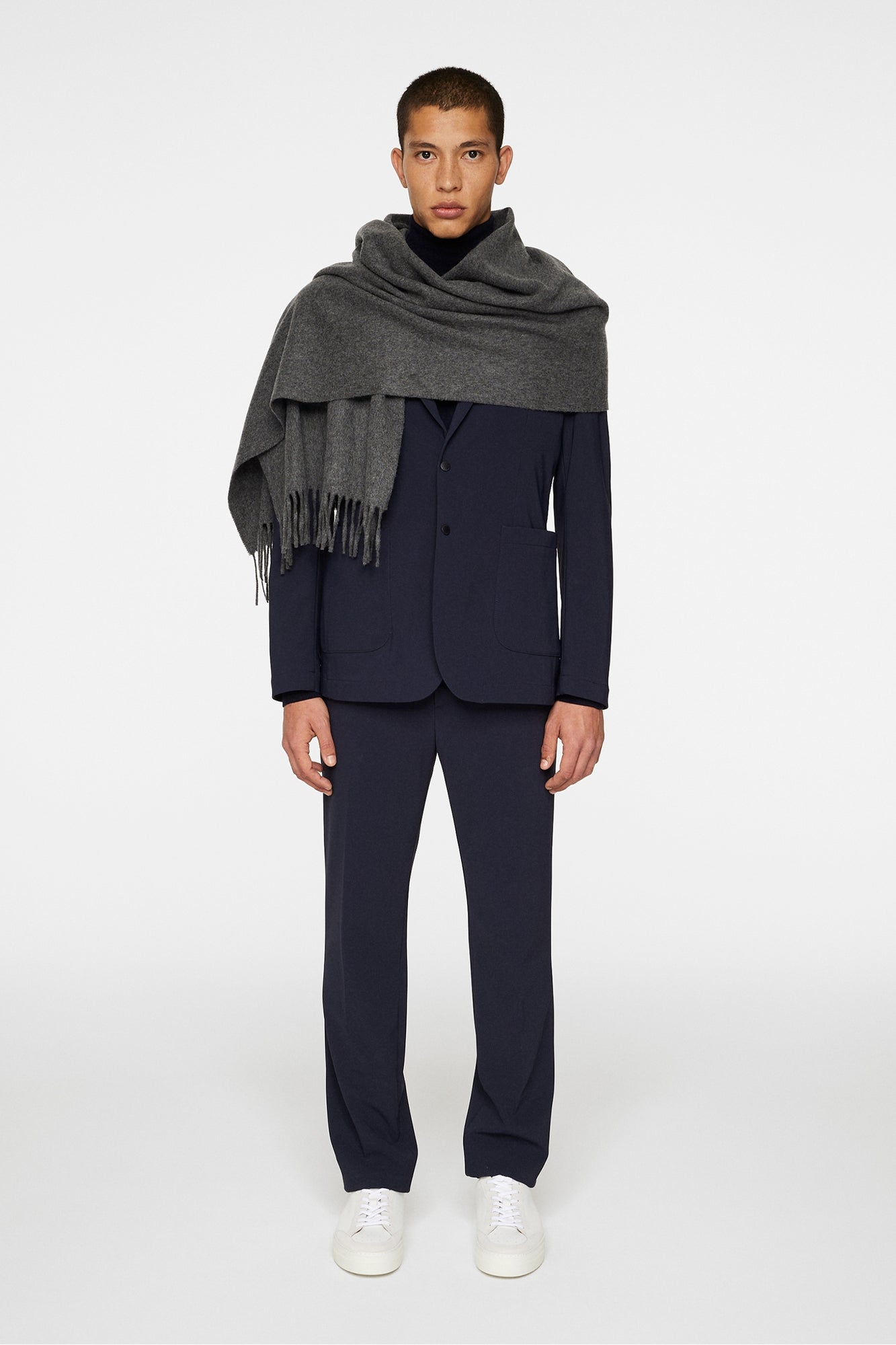 Men | Frame Cashmere Blend Scarf | Mid Grey Melange