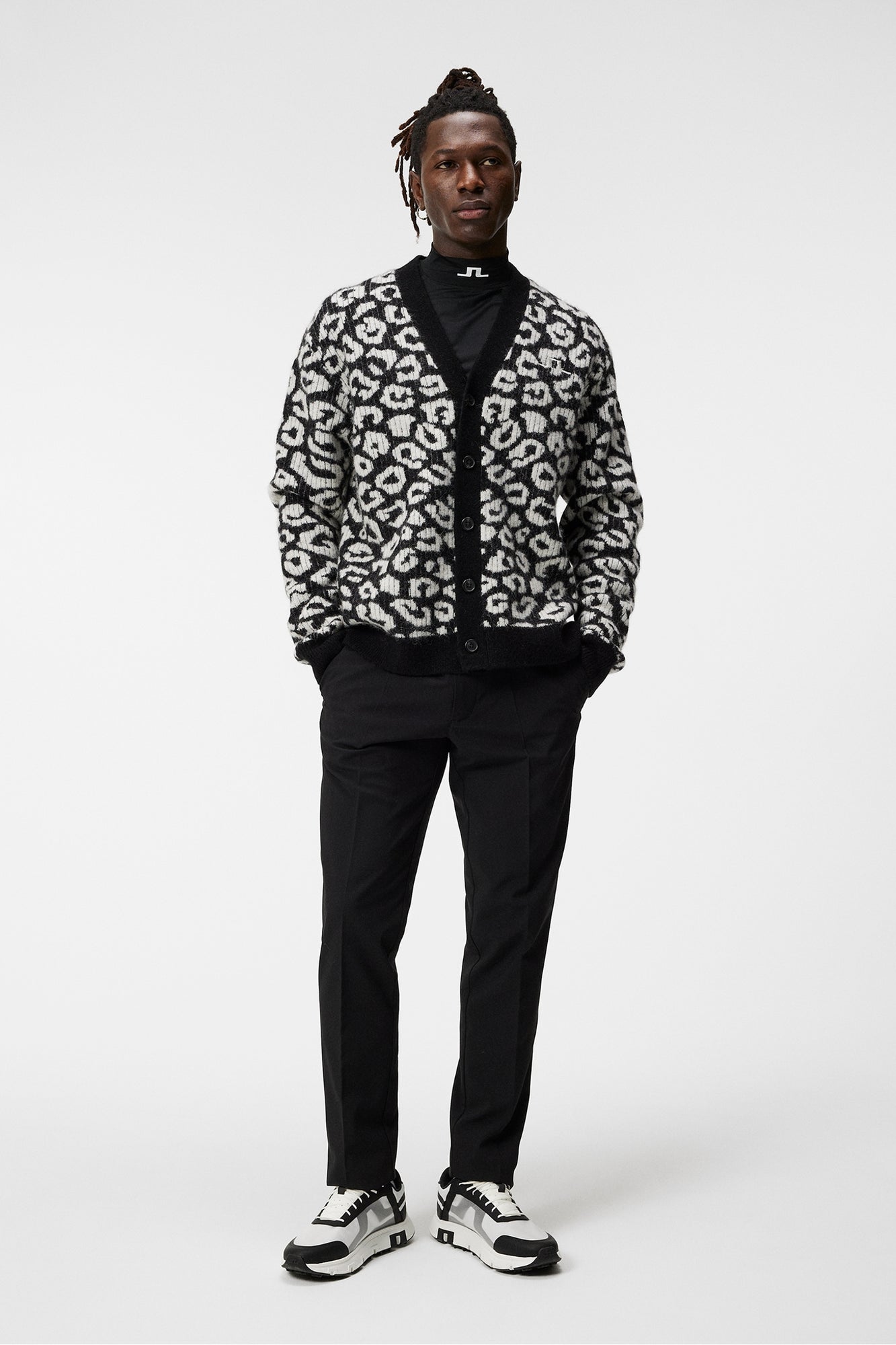 Men | Frederic Jacquard Cardigan | B | Bw Leopard