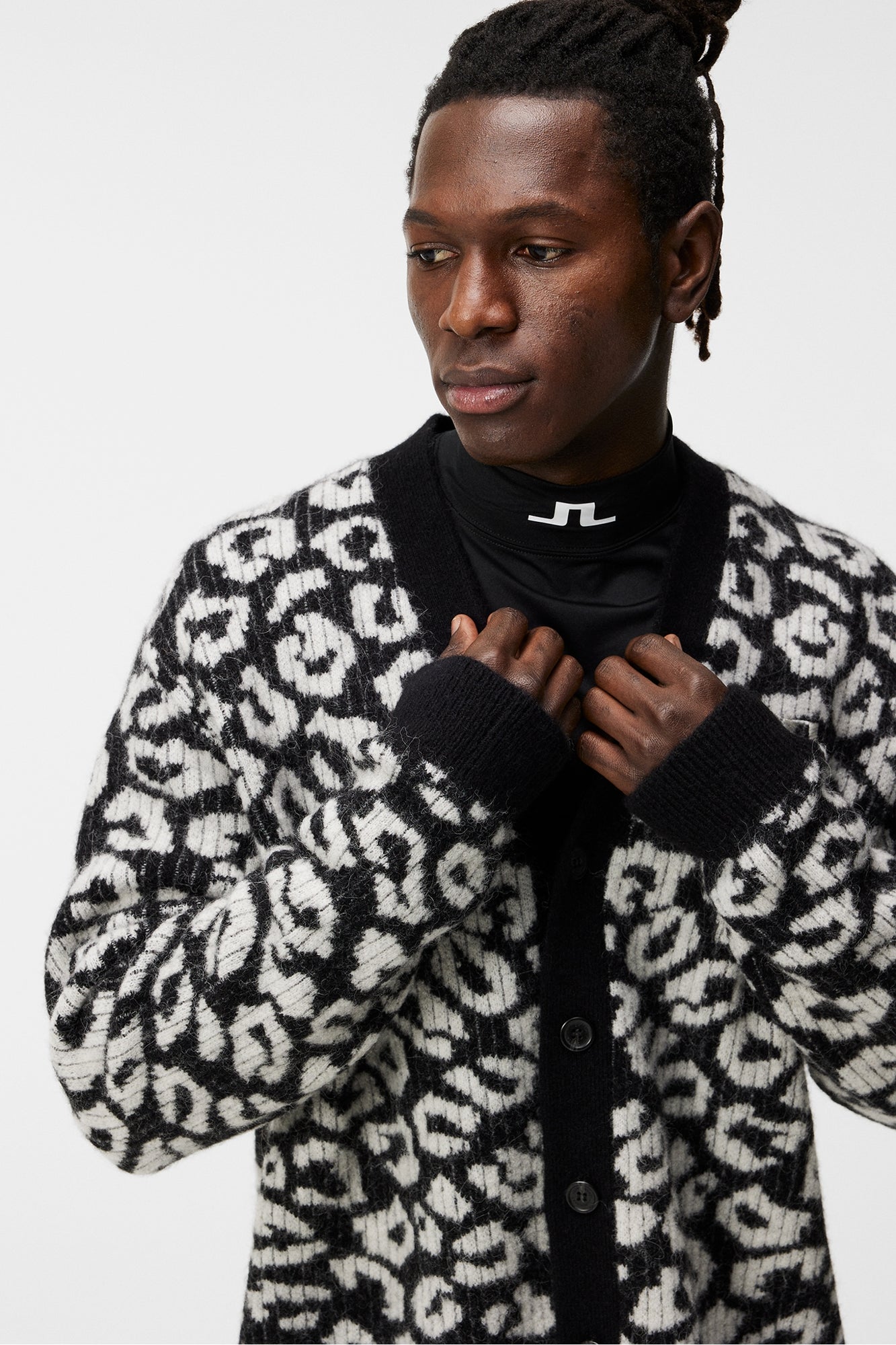 Men | Frederic Jacquard Cardigan | B | Bw Leopard