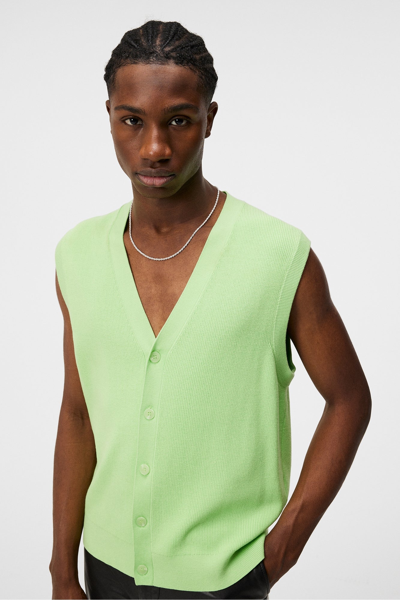 Men | Hugo Cardigan Vest | Paradise Green