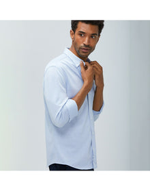 Men | Hybrid Button | Blue Heather Stripe