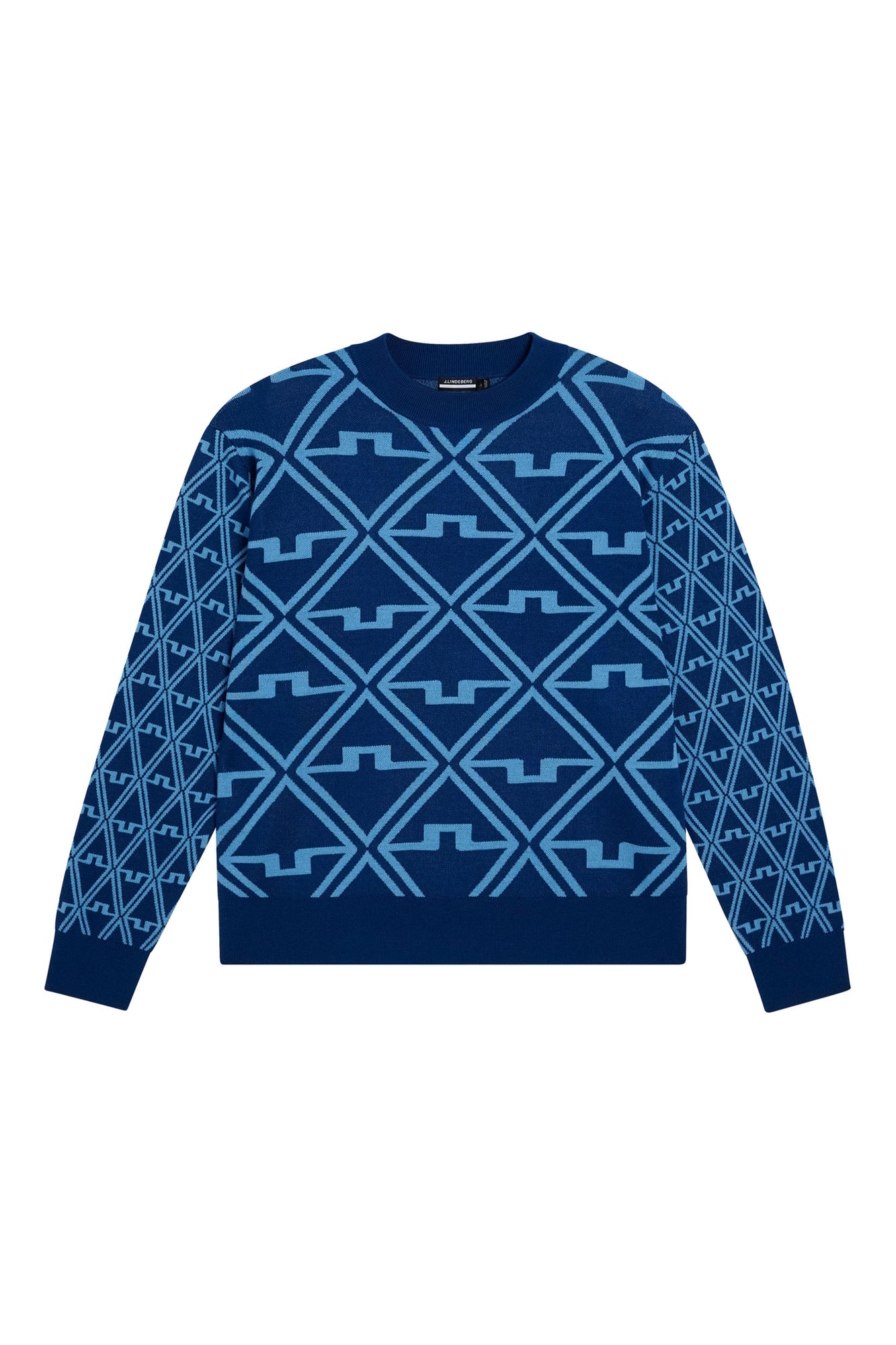 Men | Isaac Jacquard Knitted Sweater | Estate Blue Diamond