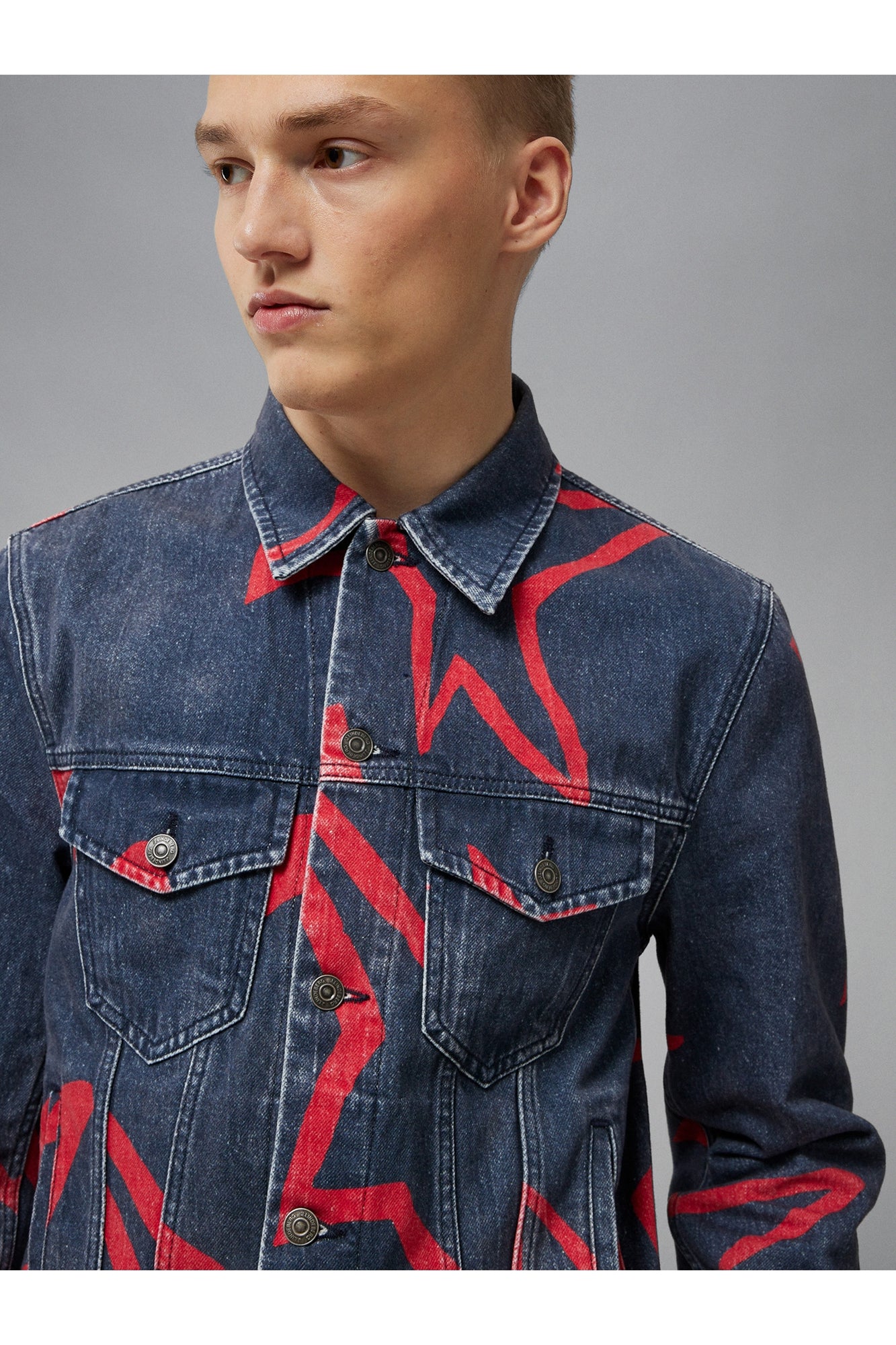Men | Jad Printed Stars Jacket | JL Navy