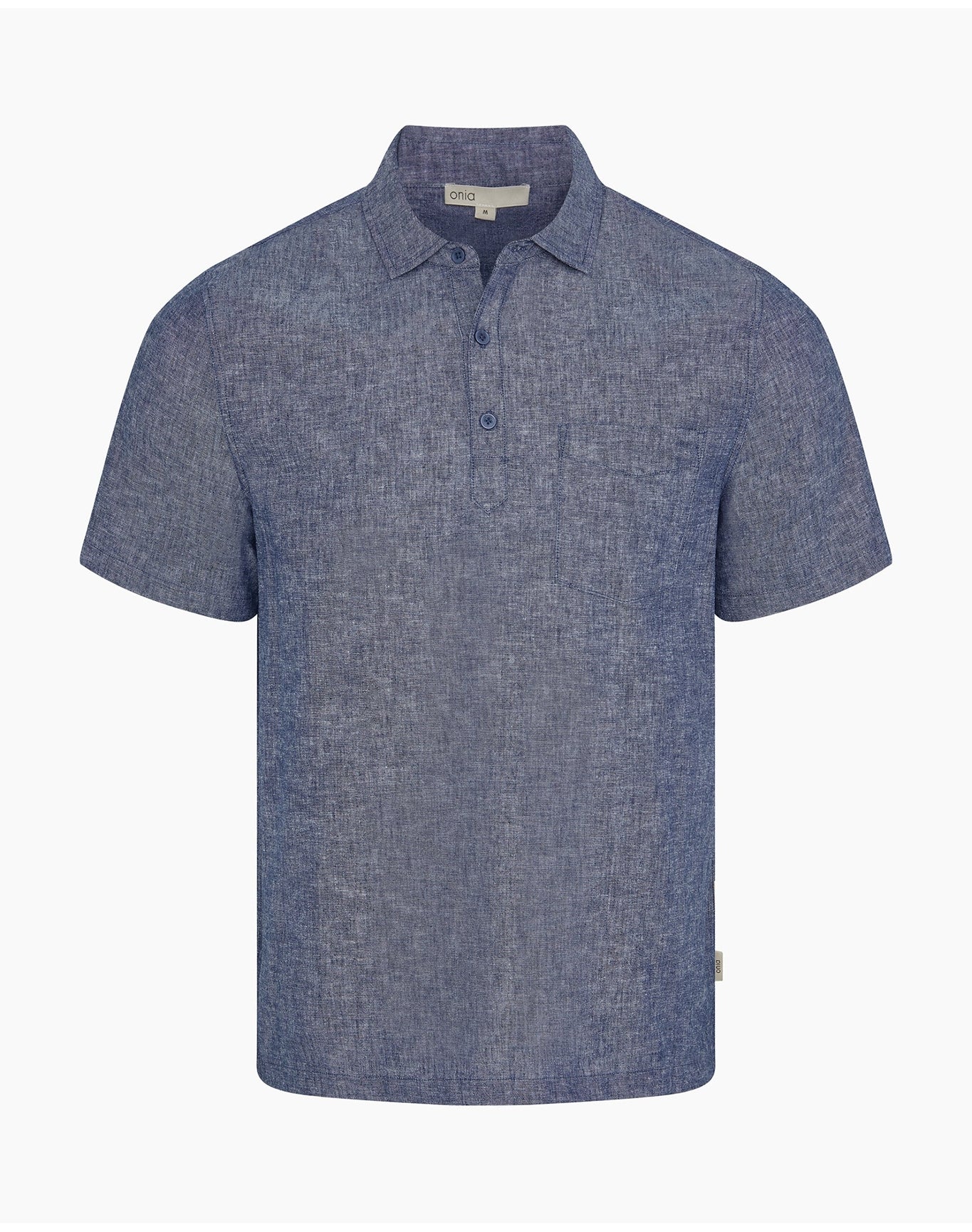 Men | Josh Cotton Linen Popover Polo | Navy