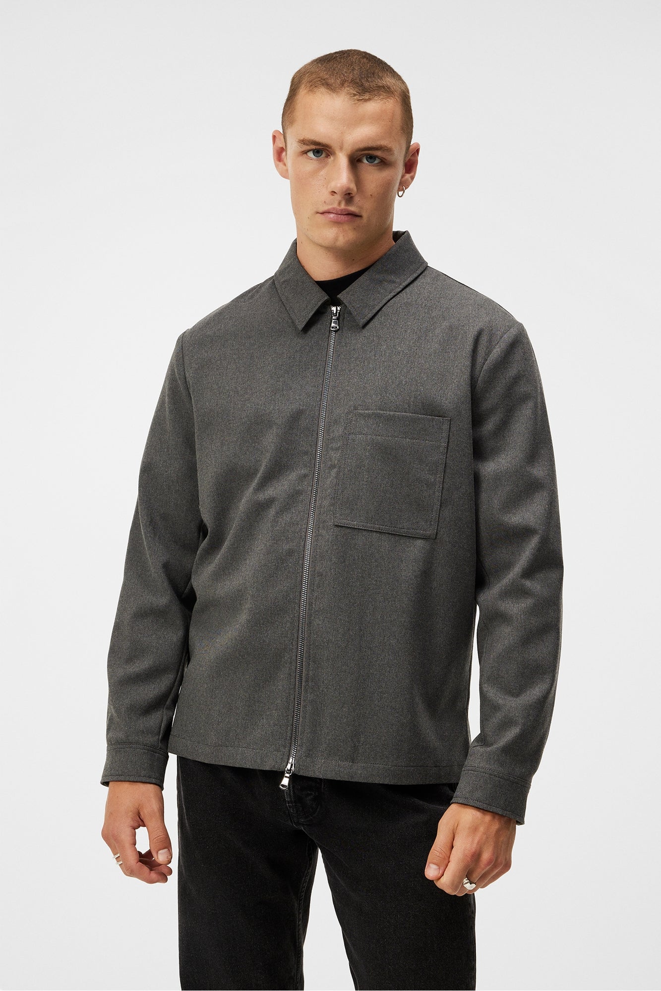 Men | Julius Flannel Overshirt | Mid Grey Melange