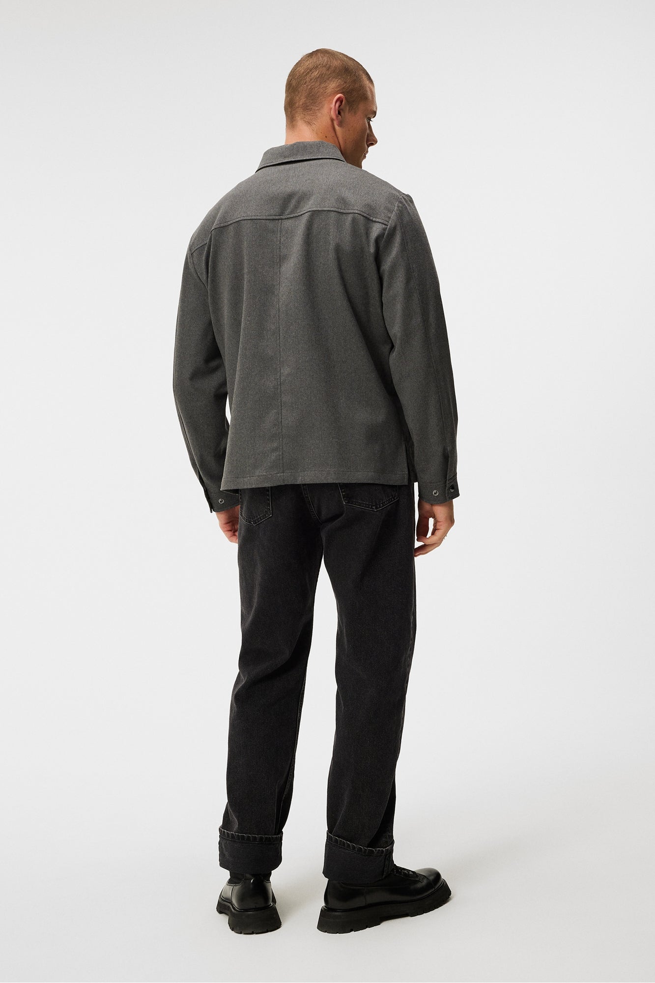 Men | Julius Flannel Overshirt | Mid Grey Melange