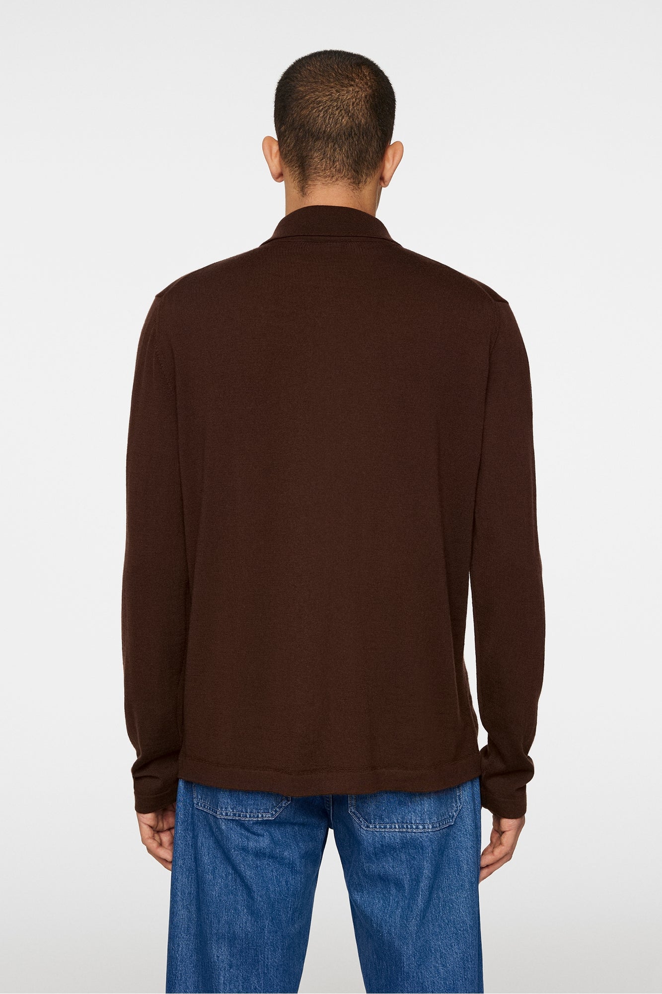 Men | Kaleb Merino Zip Cardigan | Bitter Chocolate