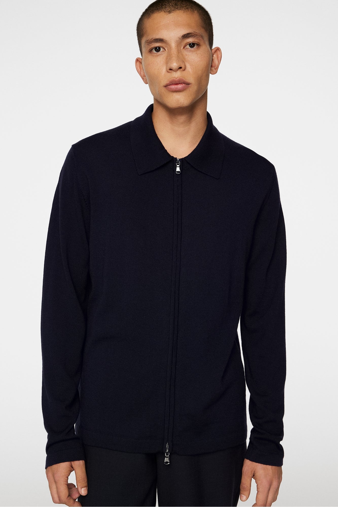 Men | Kaleb Merino Zip Cardigan | JL Navy