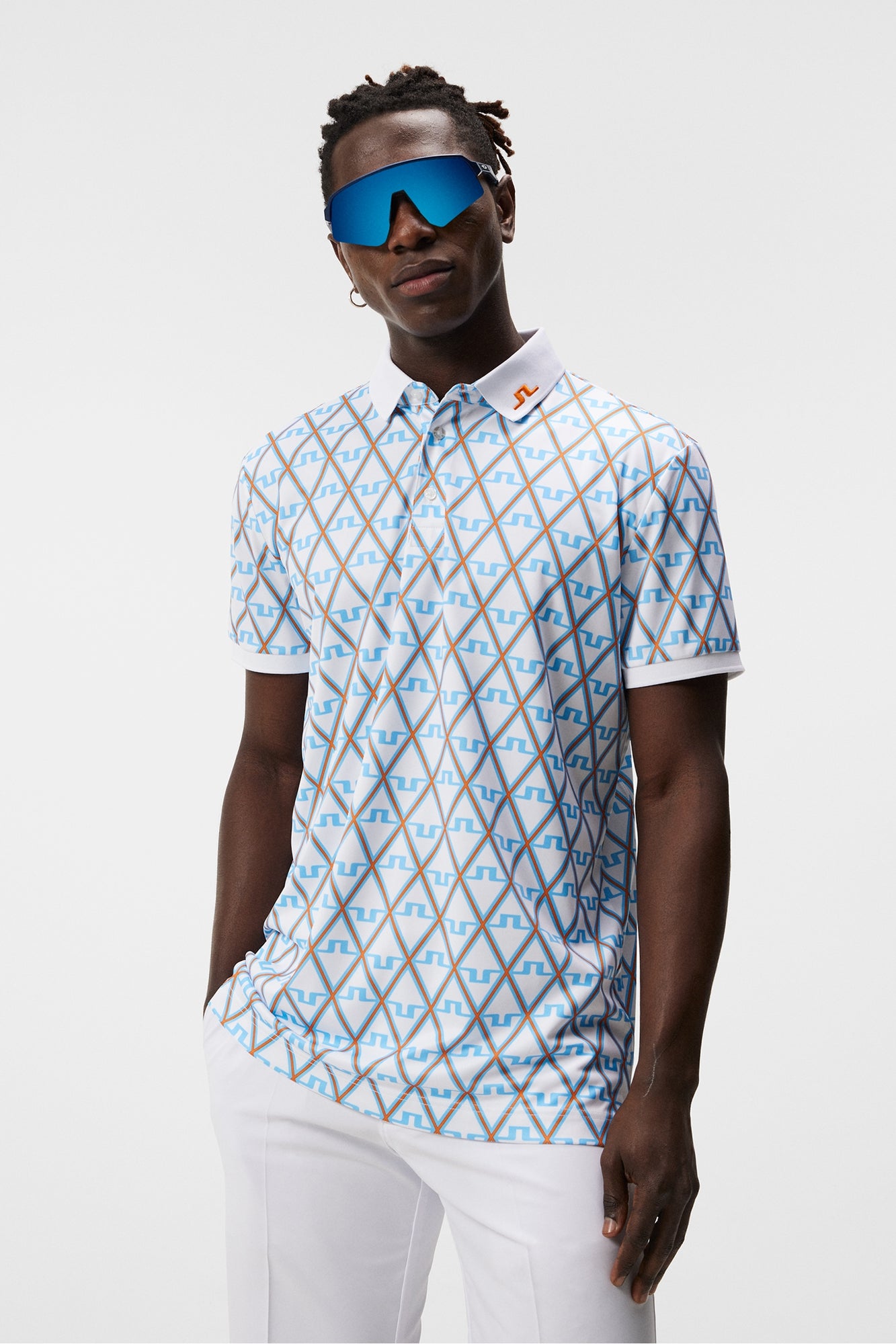 Men | Kv Regular Fit Print Polo | Little Boy Blue Diamond