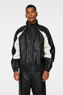 Men | Lex Leather Track Jacket | Black
