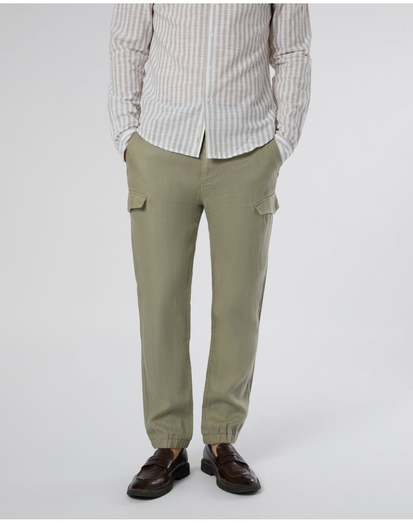 Men | Linen Cargo Jogger | Light Olive
