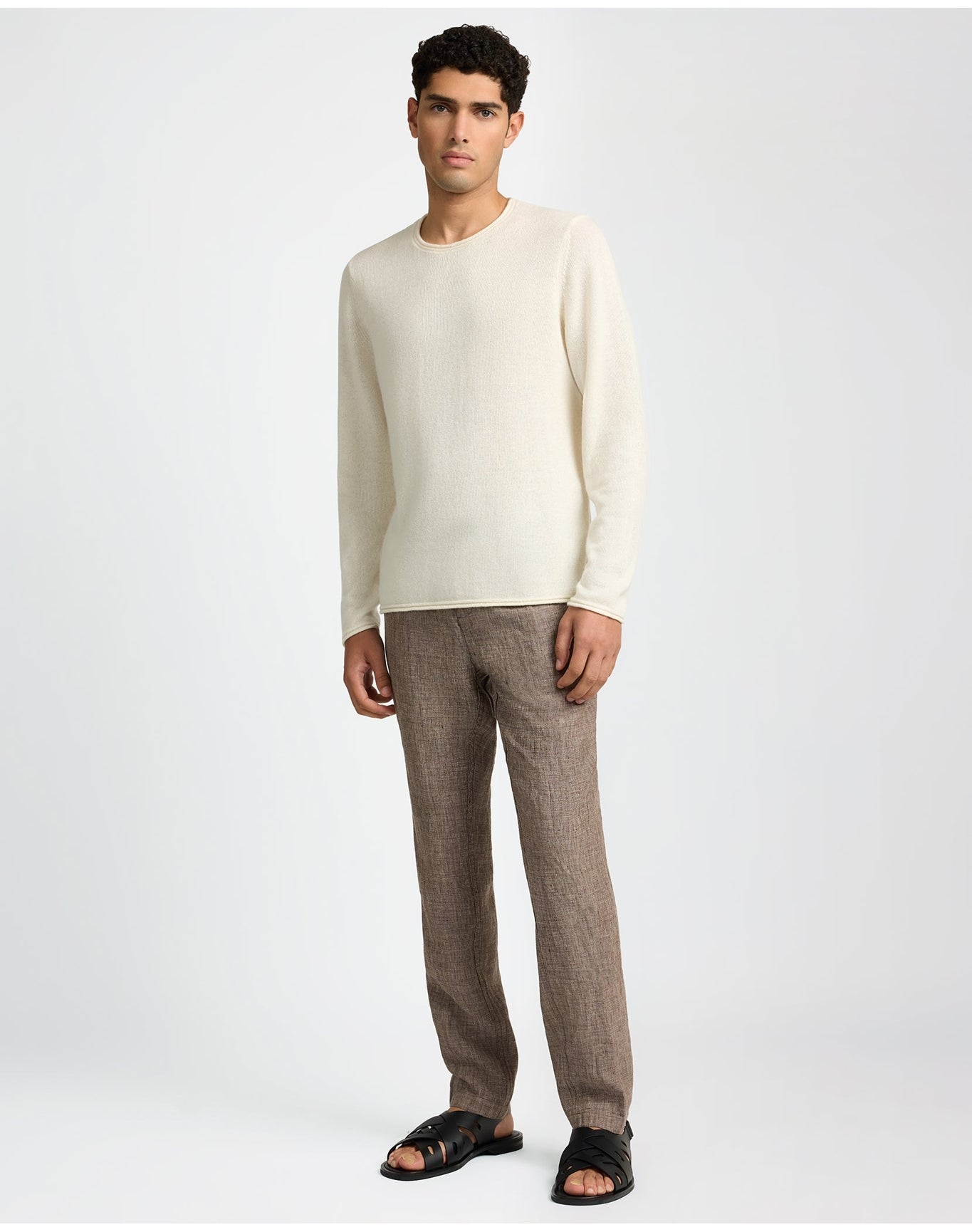 Men | Linen Cashmere Rollneck Sweater | White