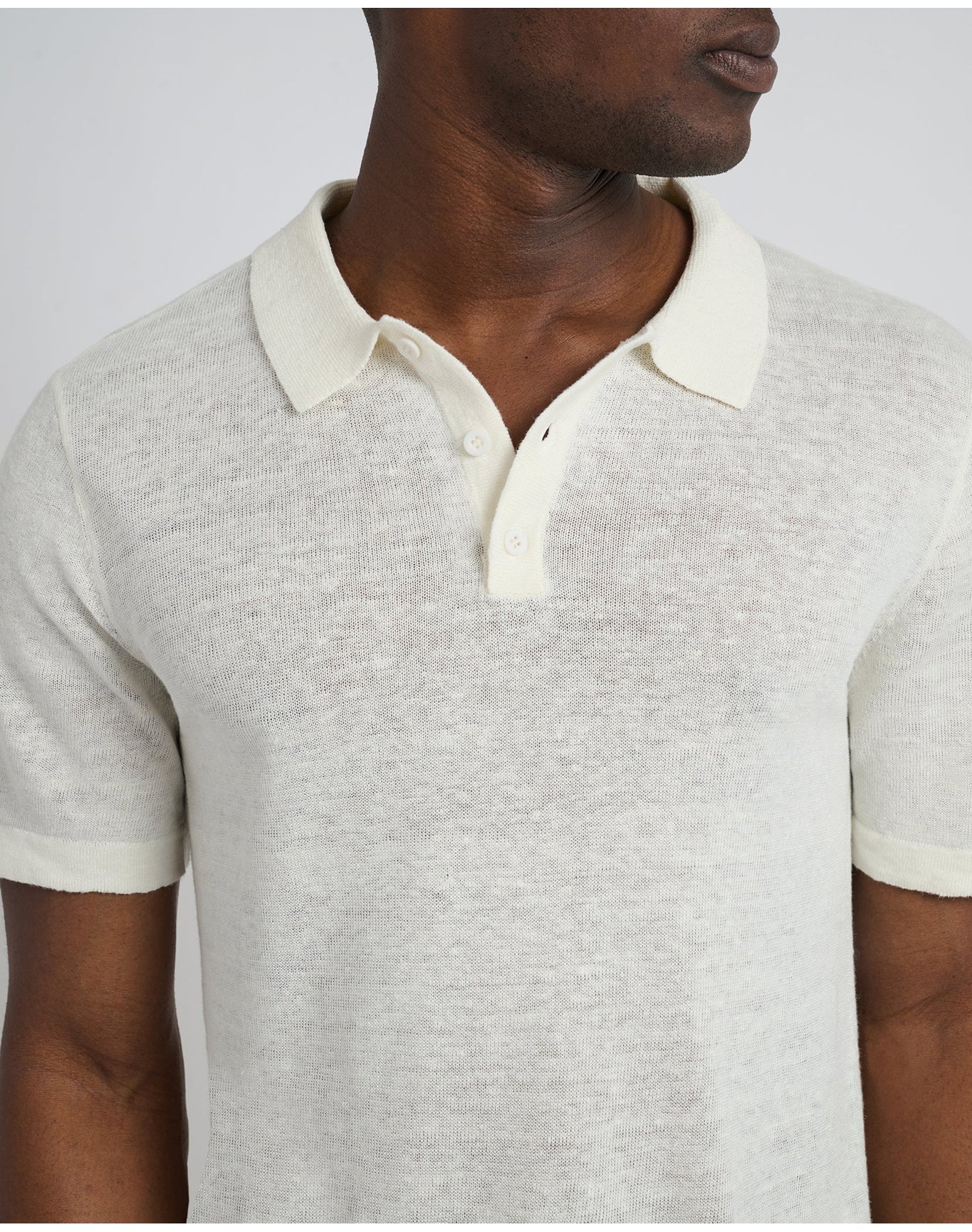 Men | Linen Sweater Polo | Egret