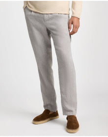 Men | Linen Tapered Pleated Trouser | Cool Grey