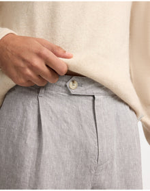 Men | Linen Tapered Pleated Trouser | Cool Grey