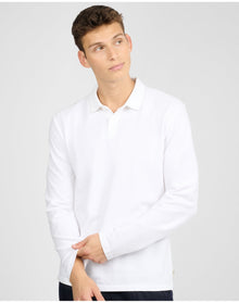 Men | Long Sleeve Pique Polo | White
