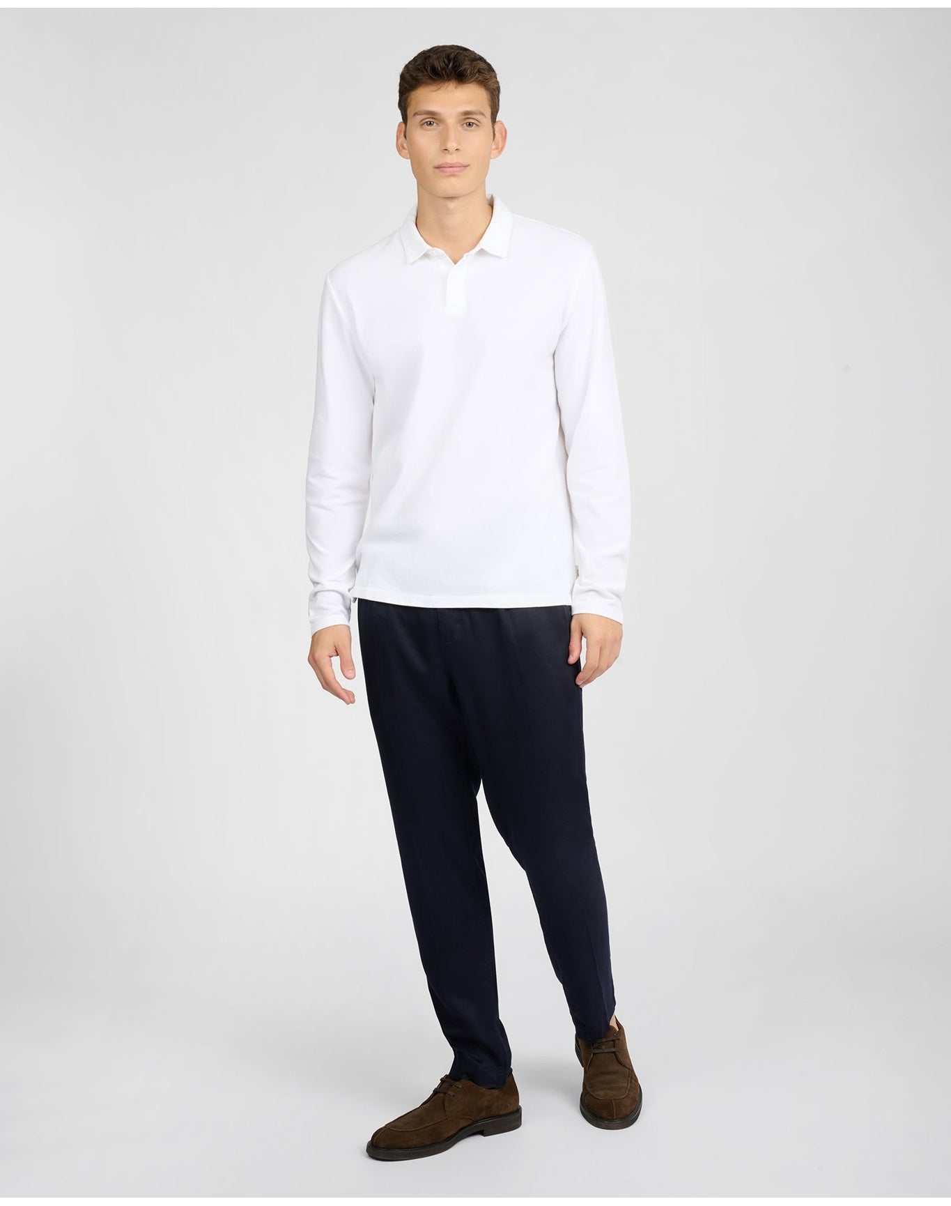 Men | Long Sleeve Pique Polo | White