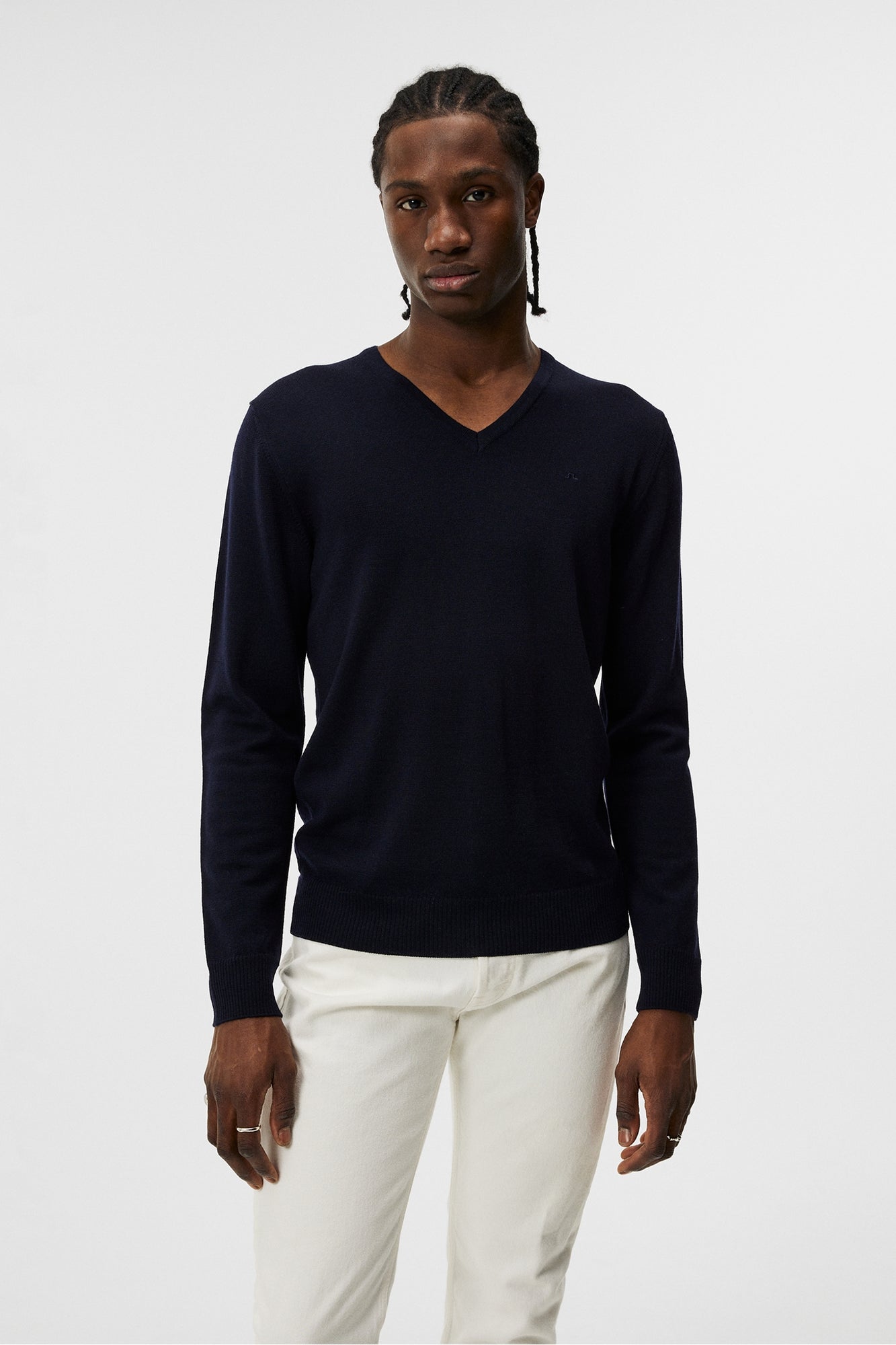 Men | Lymann Merino V-Neck Sweater | Navy