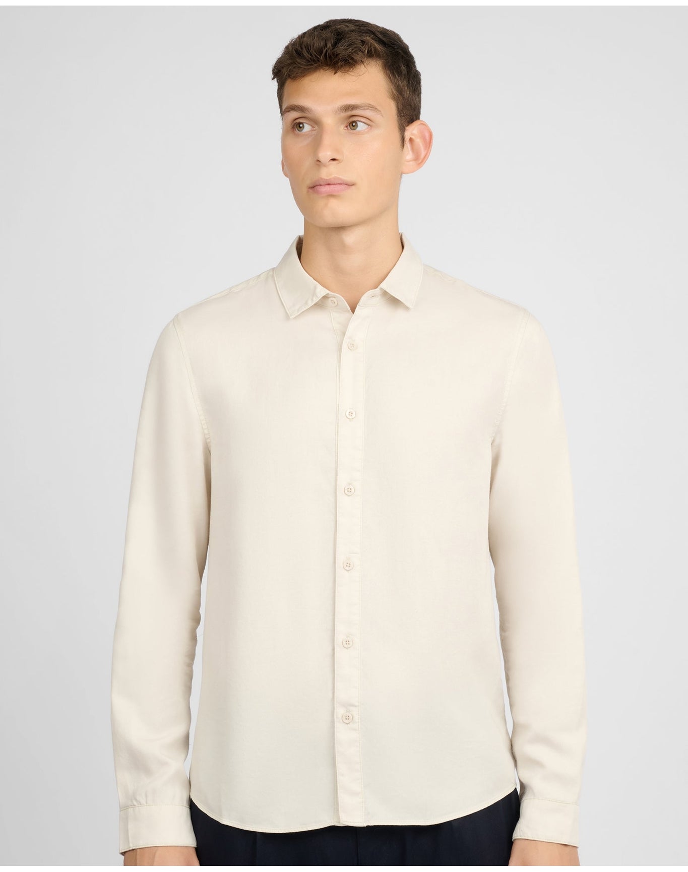 Men | Lyocell Long Sleeve Shirt | Stone