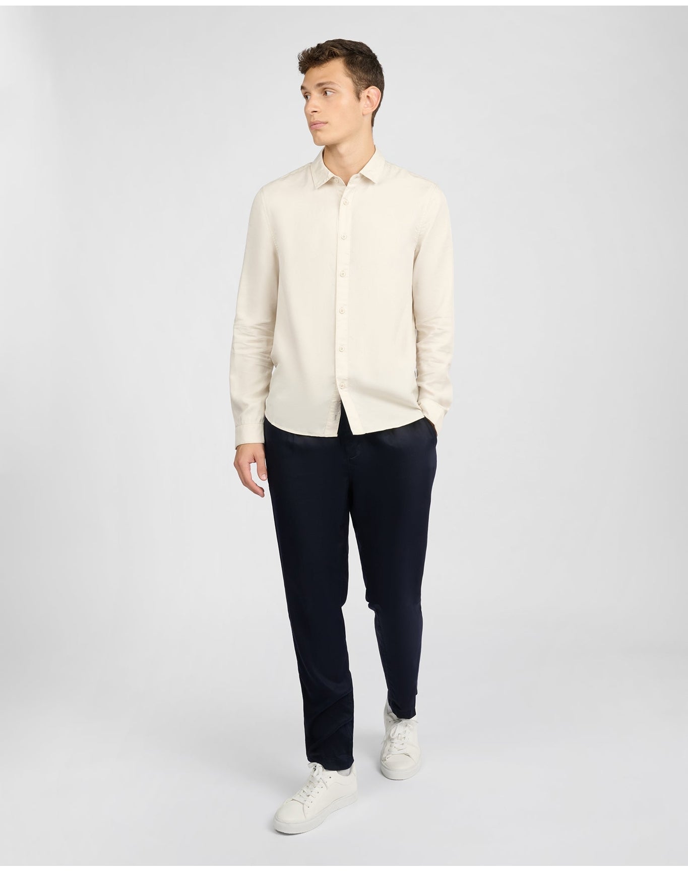 Men | Lyocell Long Sleeve Shirt | Stone