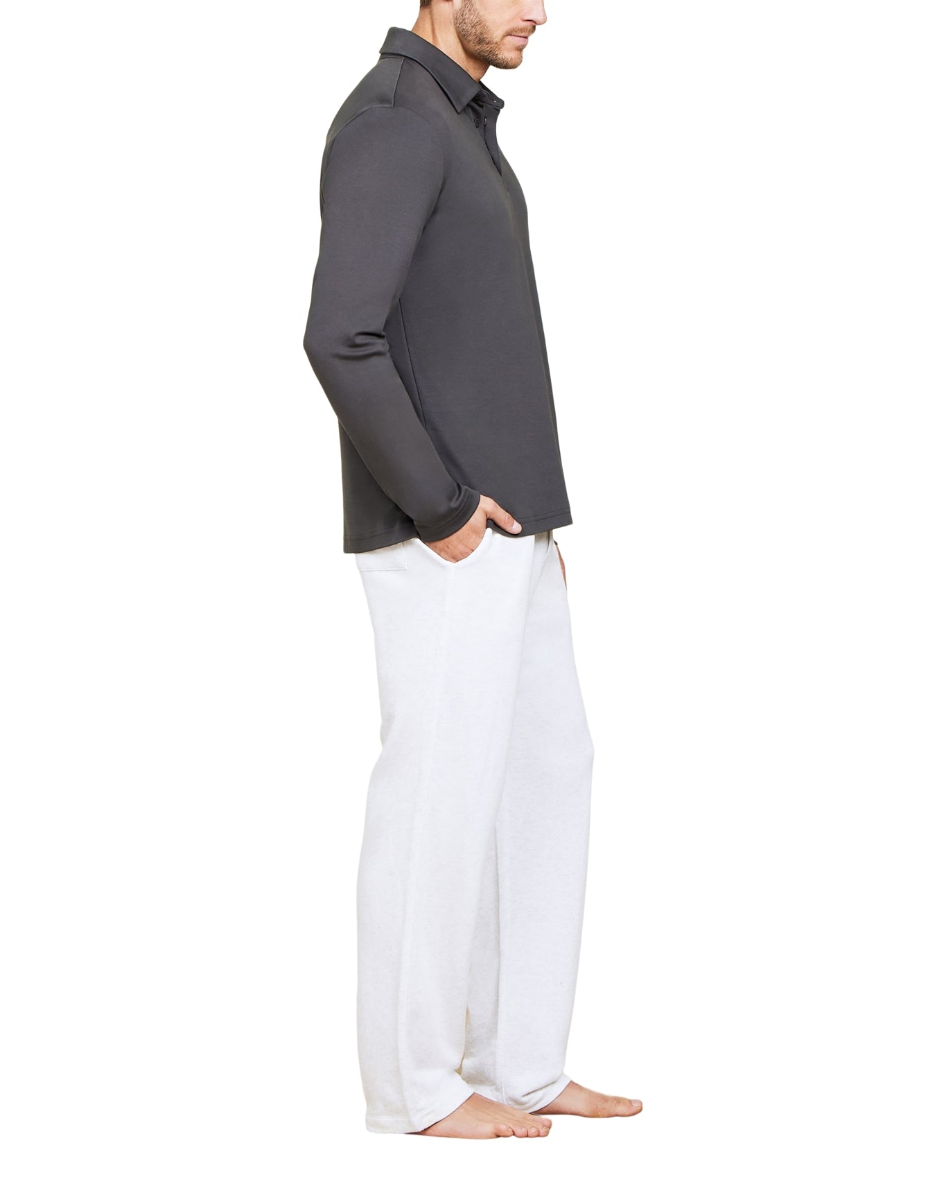 Men | MC Pima Long Sleeve Polo | Carbon