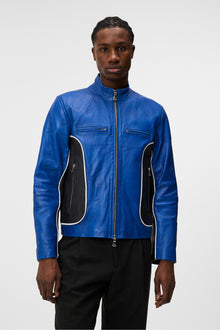 Men | Morris Leather Biker Jacket | Nautical Blue