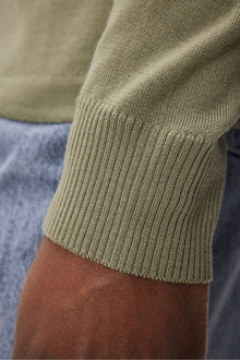 Men | Nyle Light Merino Zip Cardigan | Oil Green