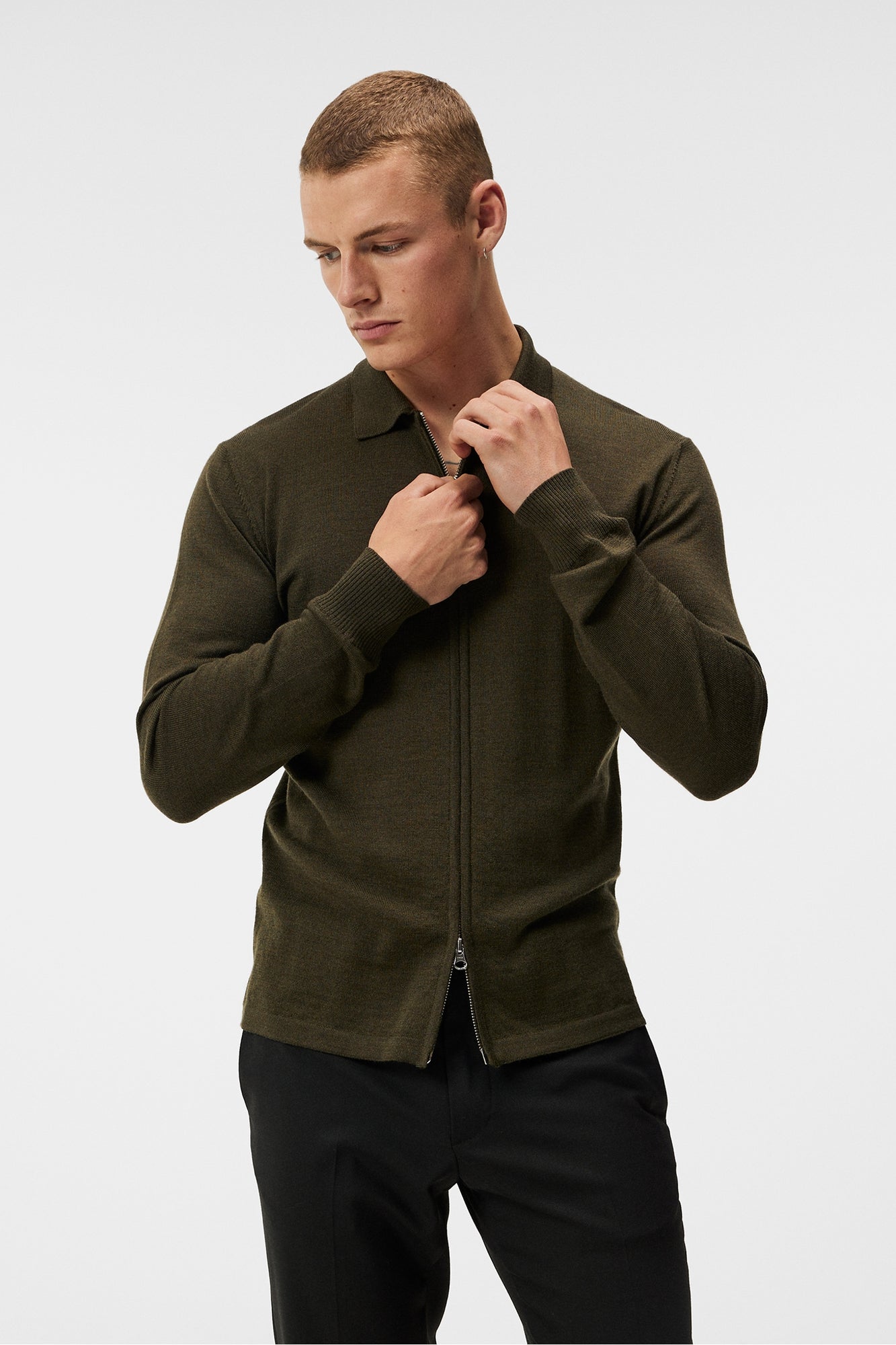 Men | Nyle Merino Zip Cardigann | Forest Green