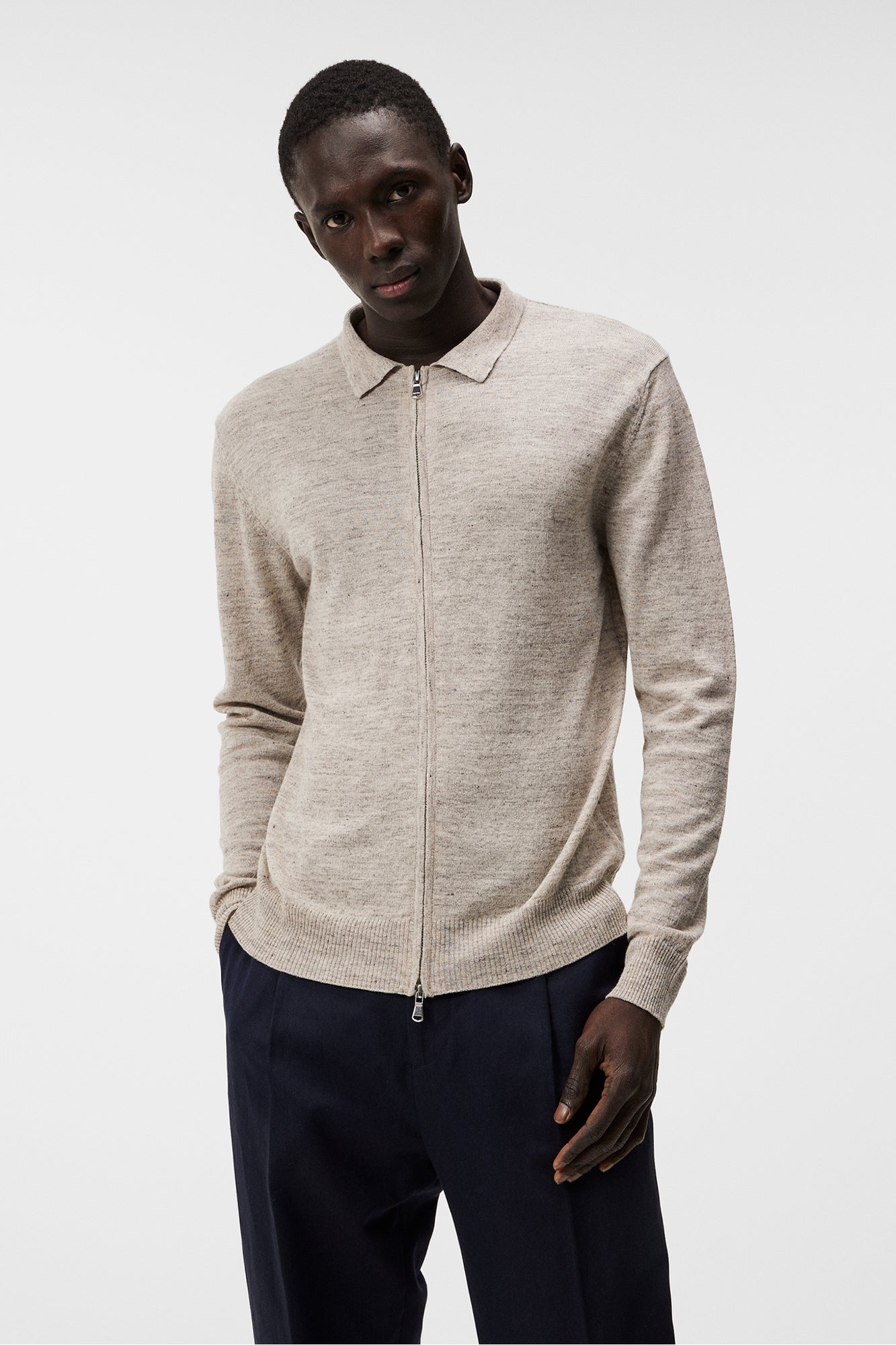 Men | Nylo Linen Blend Full Zip | Safari Beige
