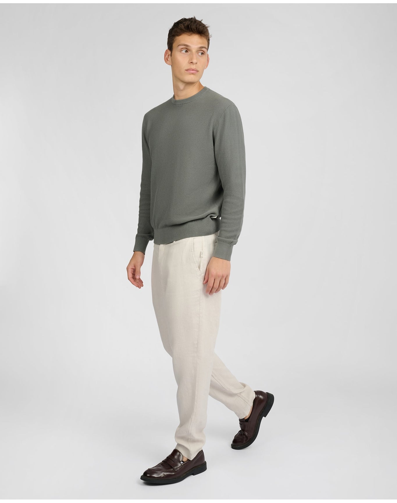 Men | Pique Crewneck Sweater | Agave