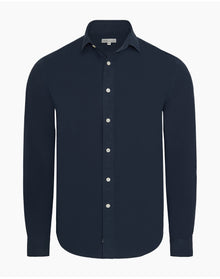 Men | Poplin Long Sleeve Button Down Shirt | Midnight