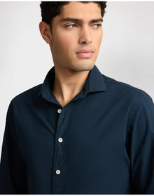 Men | Poplin Long Sleeve Button Down Shirt | Midnight