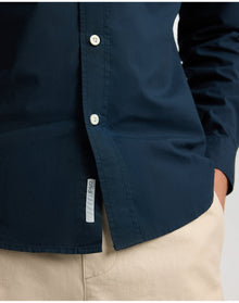 Men | Poplin Long Sleeve Button Down Shirt | Midnight
