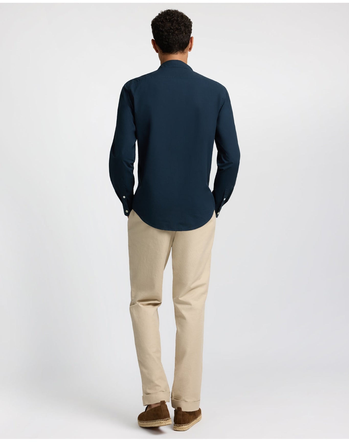 Men | Poplin Long Sleeve Button Down Shirt | Midnight