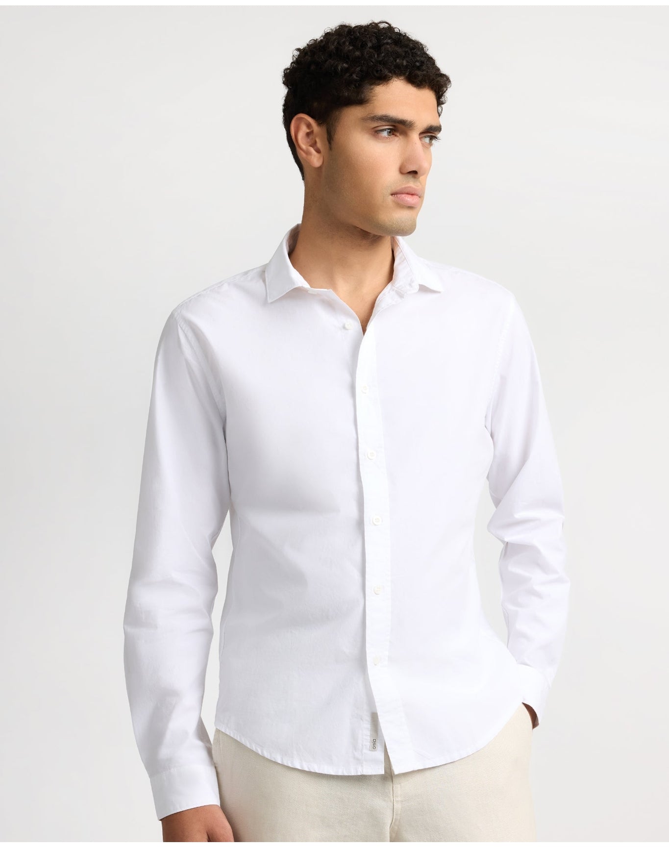 Men | Poplin Long Sleeve Button Down Shirt | White