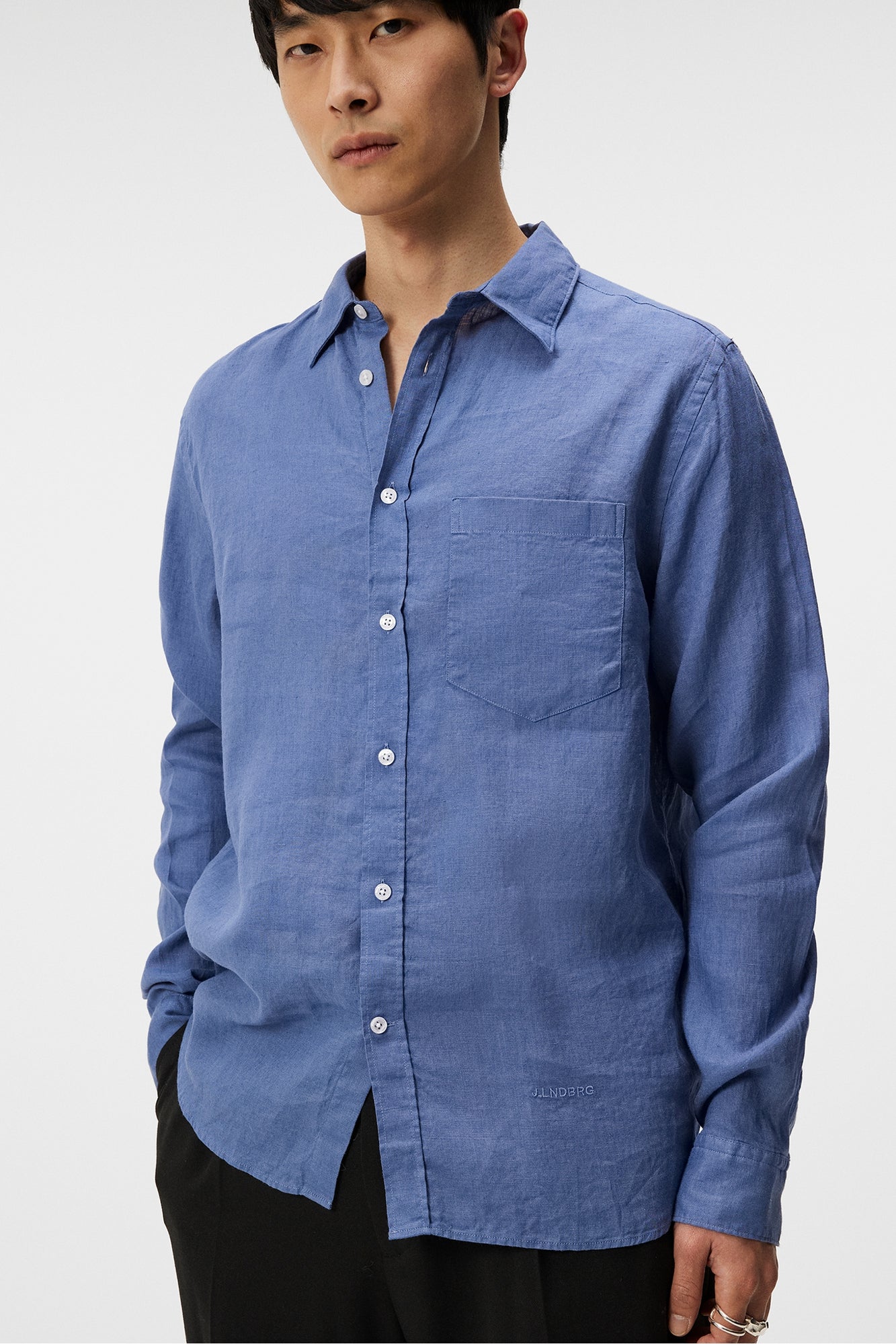 Men | Reg Ls Clean Linen Shirt | Bijou Blue