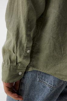 Men | Reg Ls Clean Linen Shirt | Oil Green