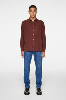 Men | Reg Struct Gmd Tencel Shirt | Bitter Chocolate