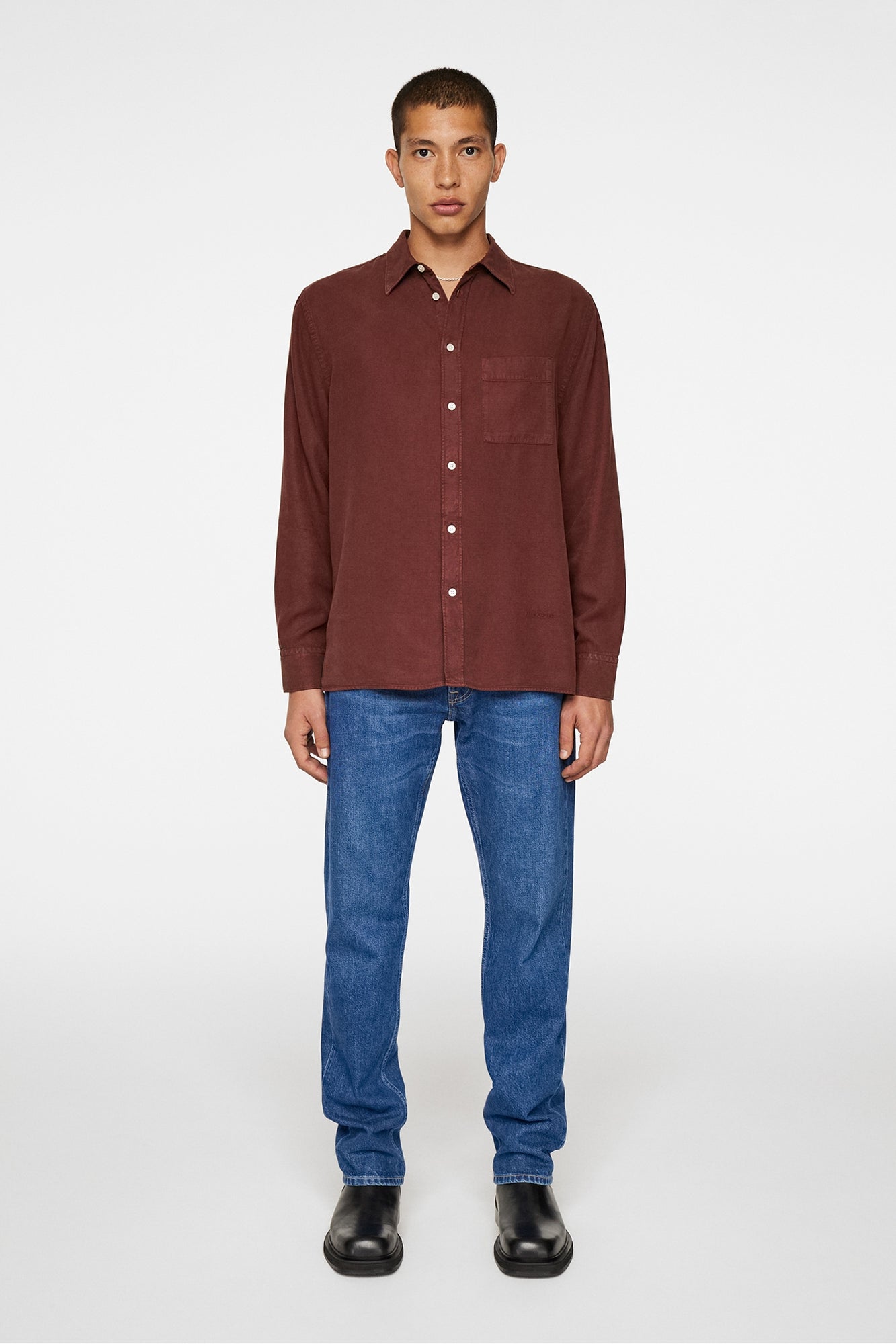 Men | Reg Struct Gmd Tencel Shirt | Bitter Chocolate