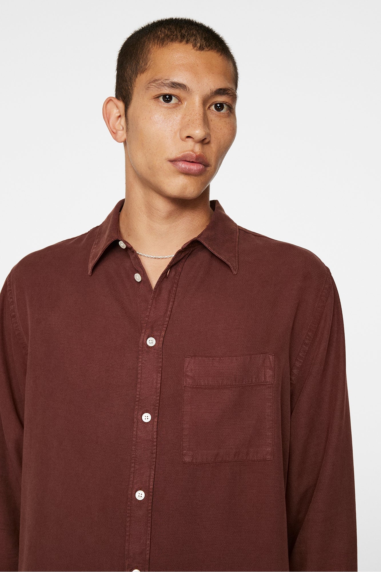 Men | Reg Struct Gmd Tencel Shirt | Bitter Chocolate