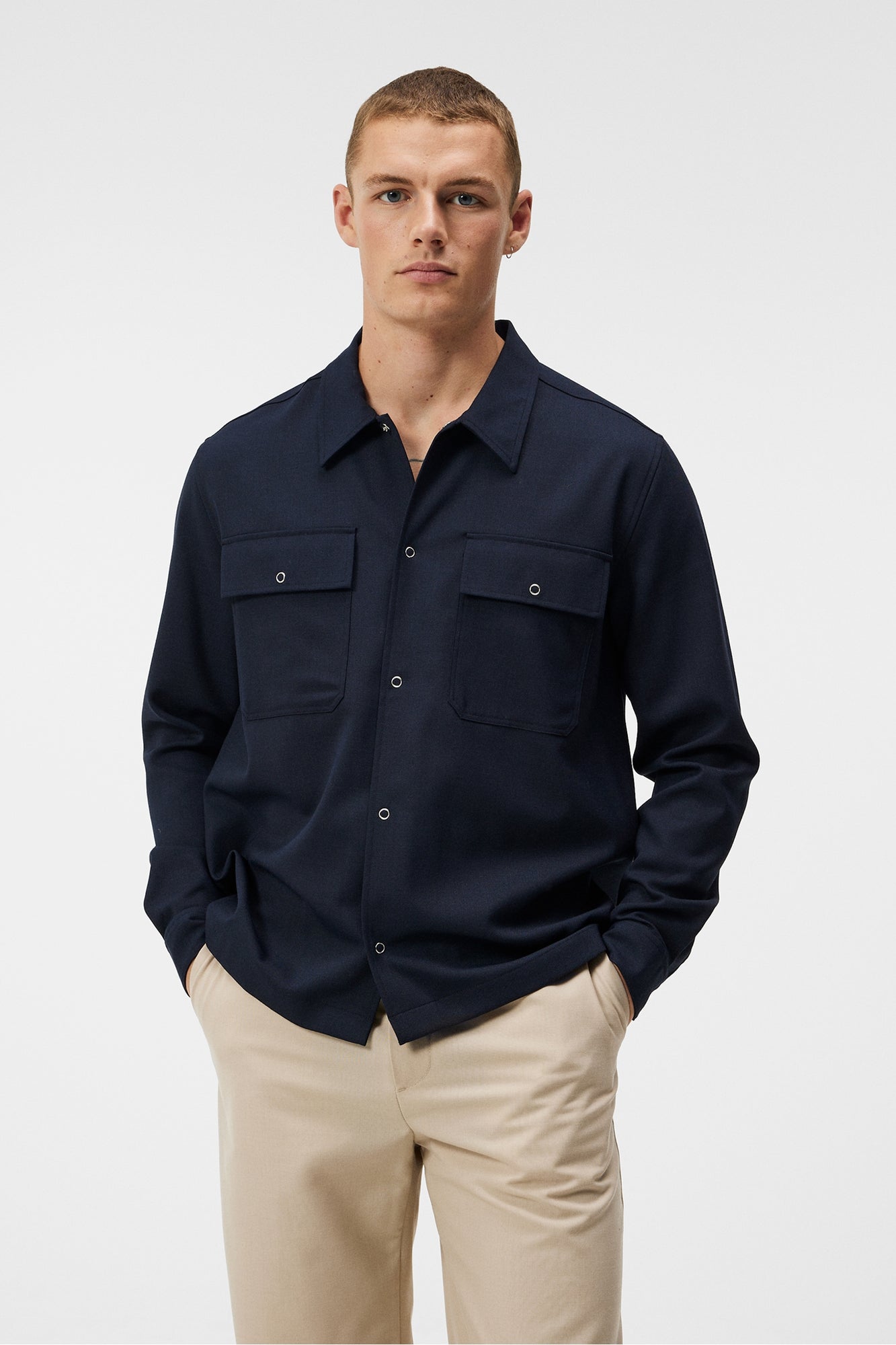 Men | Reid Twill Overshirt | JL Navy