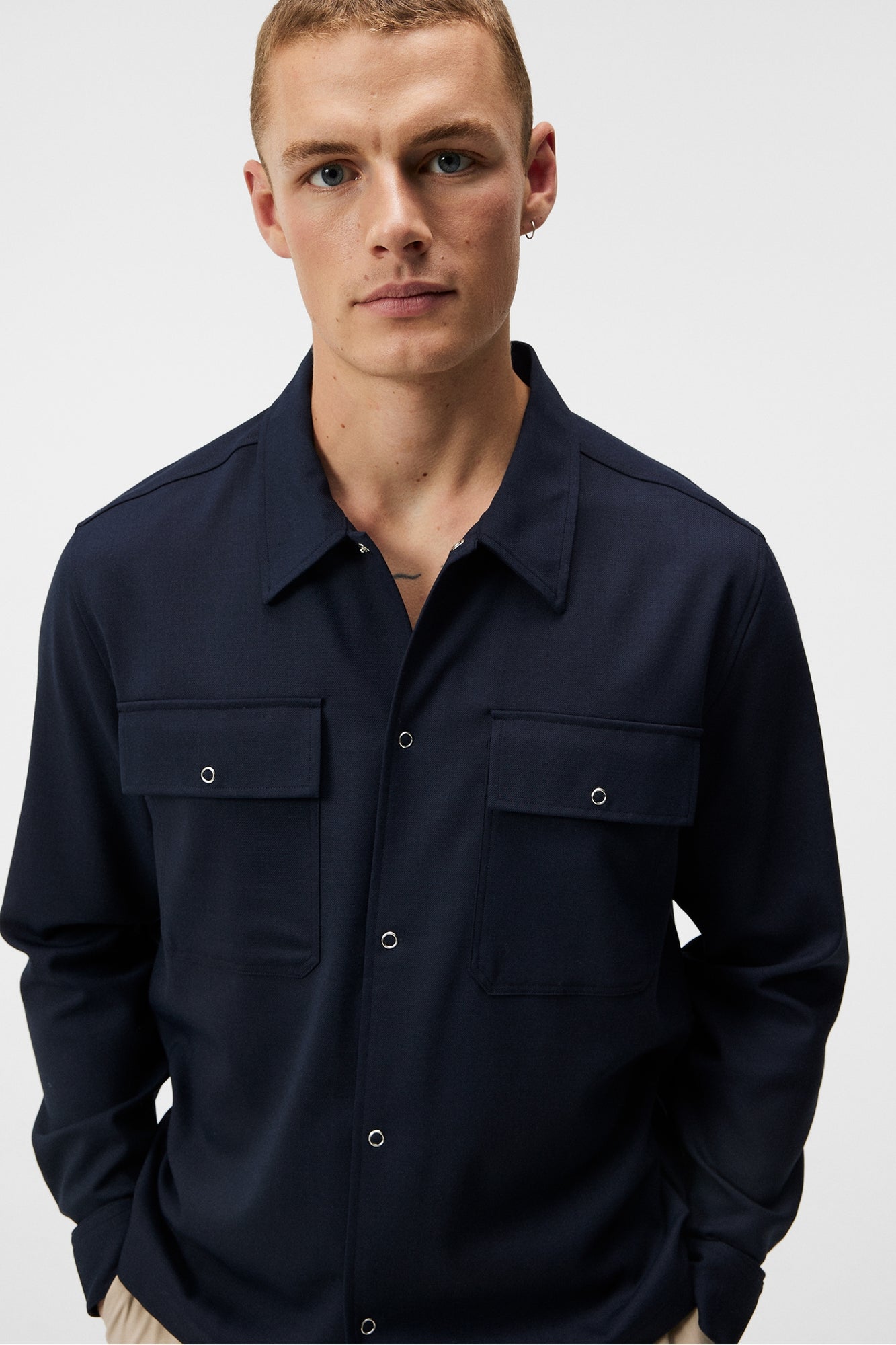 Men | Reid Twill Overshirt | JL Navy