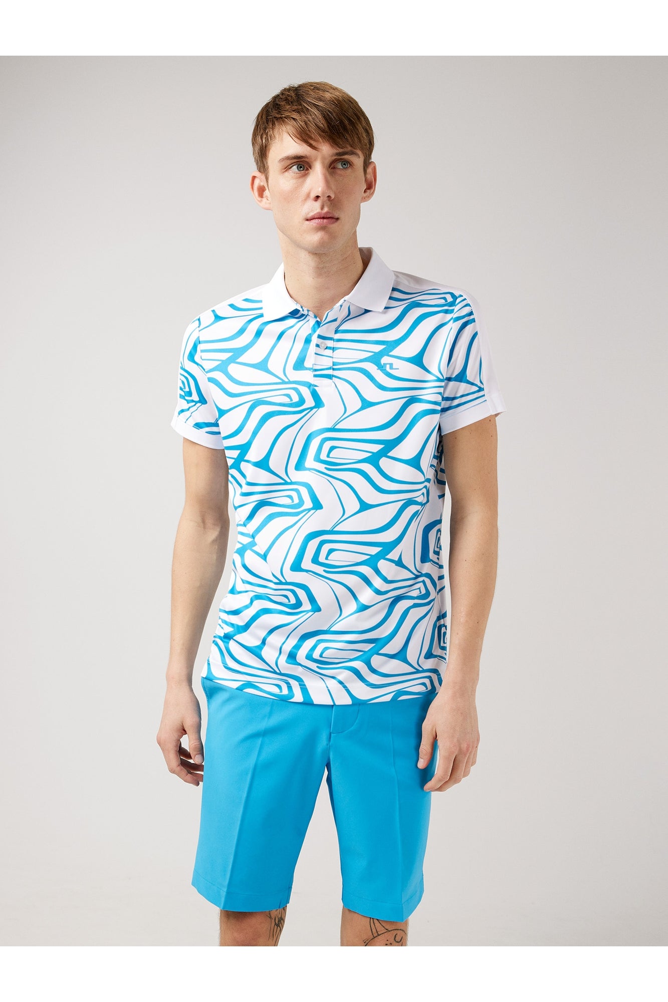 Men | Rowland Reg Golf Polo | Dresden Blue Neo Print