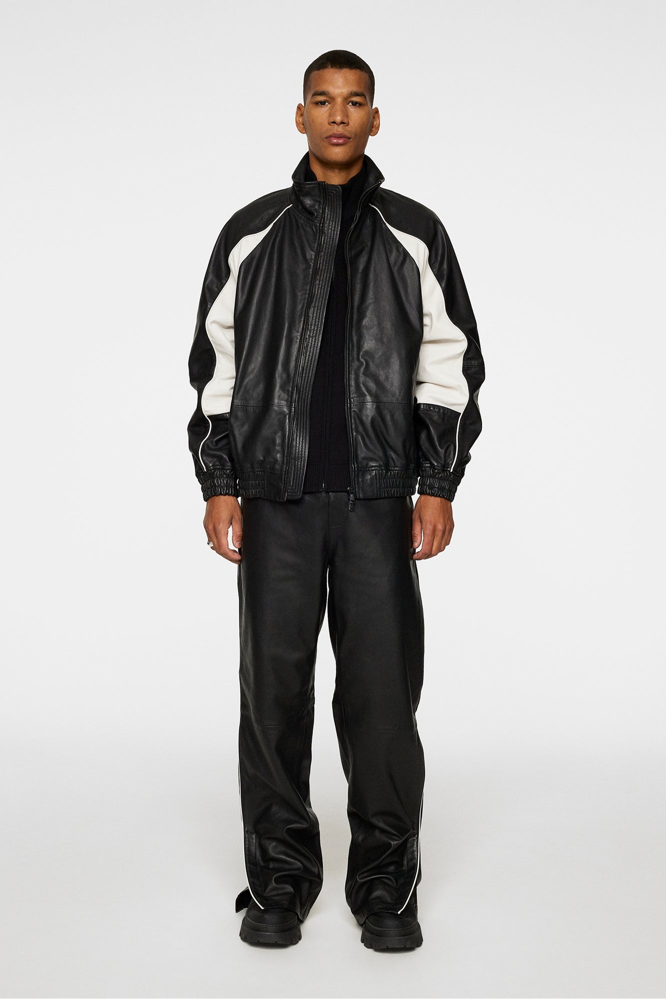 Men | Santo Leather Track Pants | Black