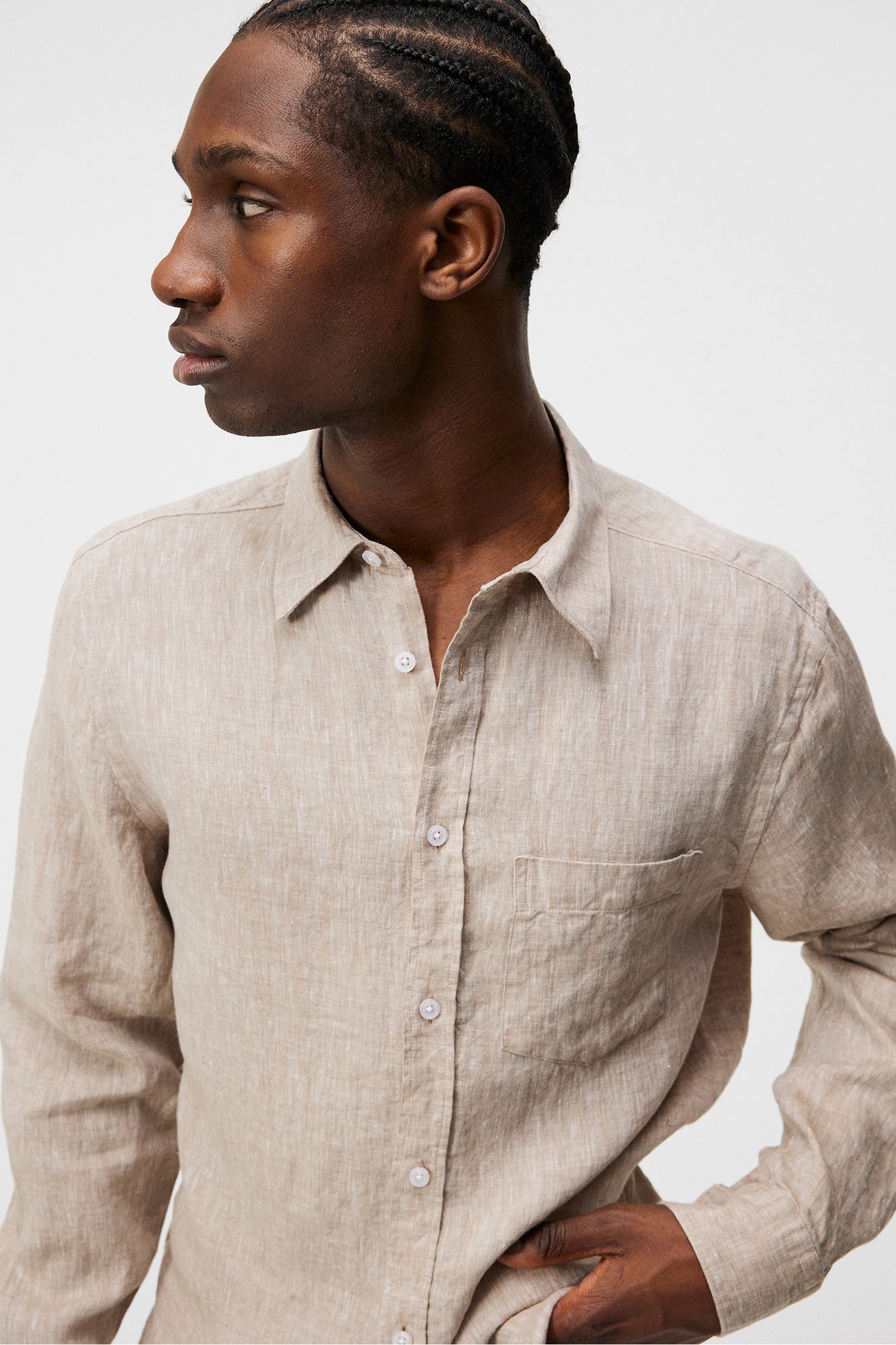 Men | Slils Linen Melange Shirt | Batique Khaki