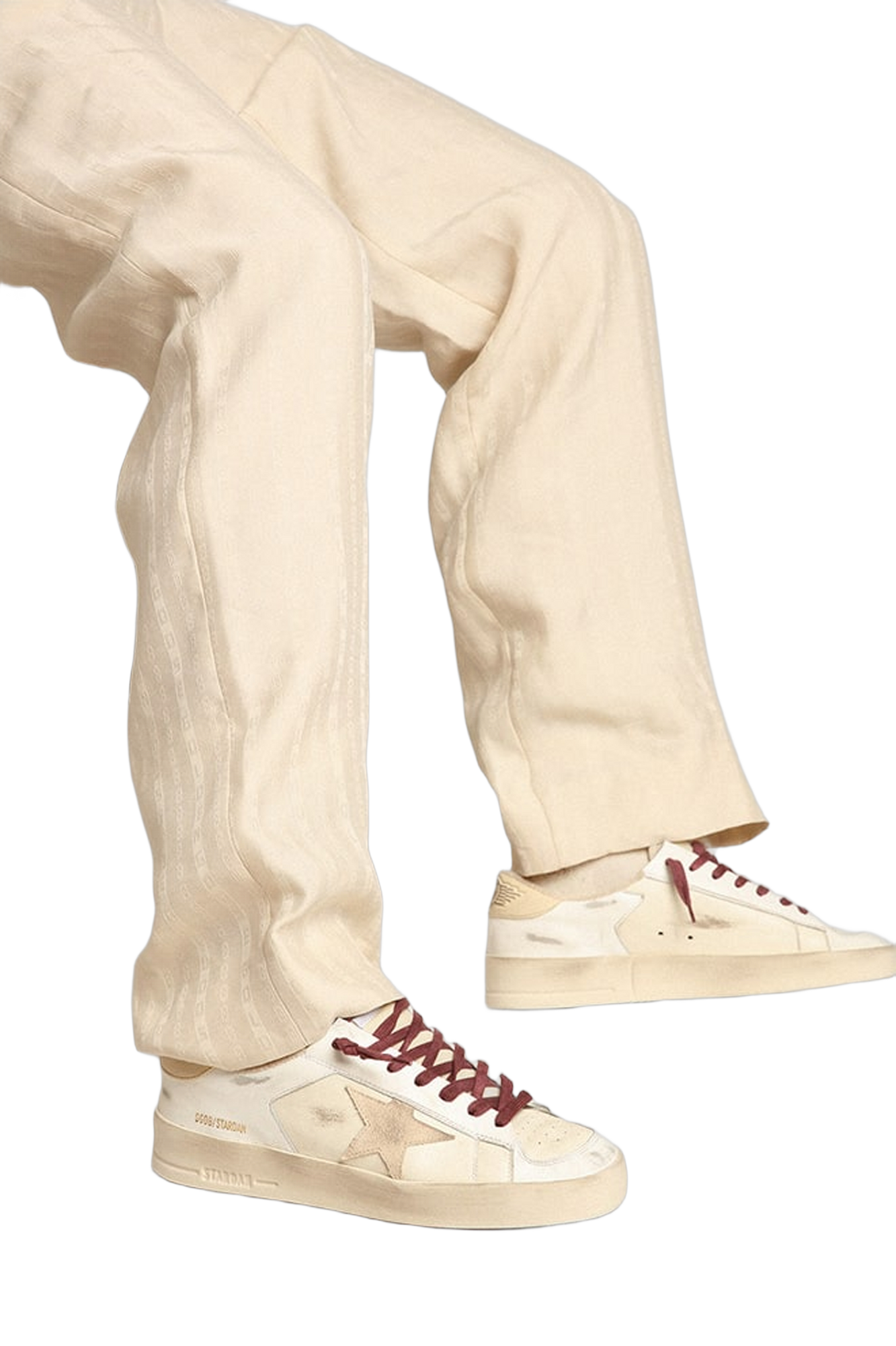 Men | Stardan in Leather and Suede | White x Beige